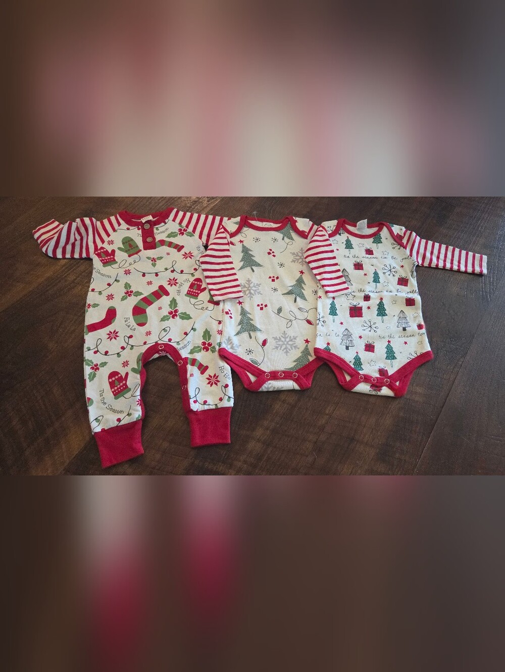 Tesa Baby 3 Christmas One Pieces Size 3-6 Month, NWOT. Holiday, Baby, Christmas